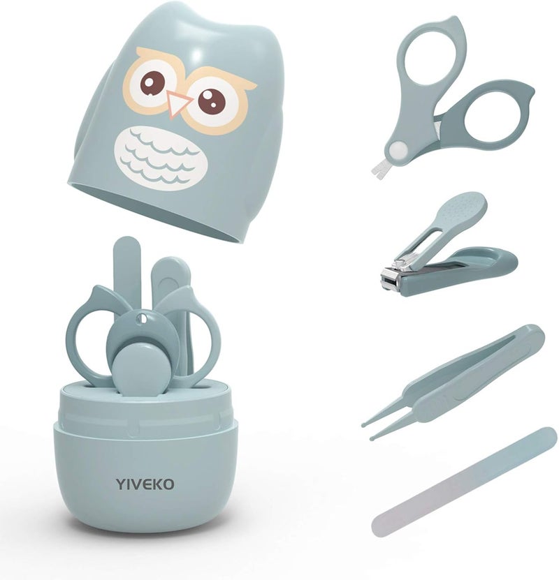 YIVEKO Baby Nail Kit, 4-in-1 Baby Nail Care Set with Cute Case, Baby Nail Clipper, Scissor, Nail File & Tweezer - Image 1